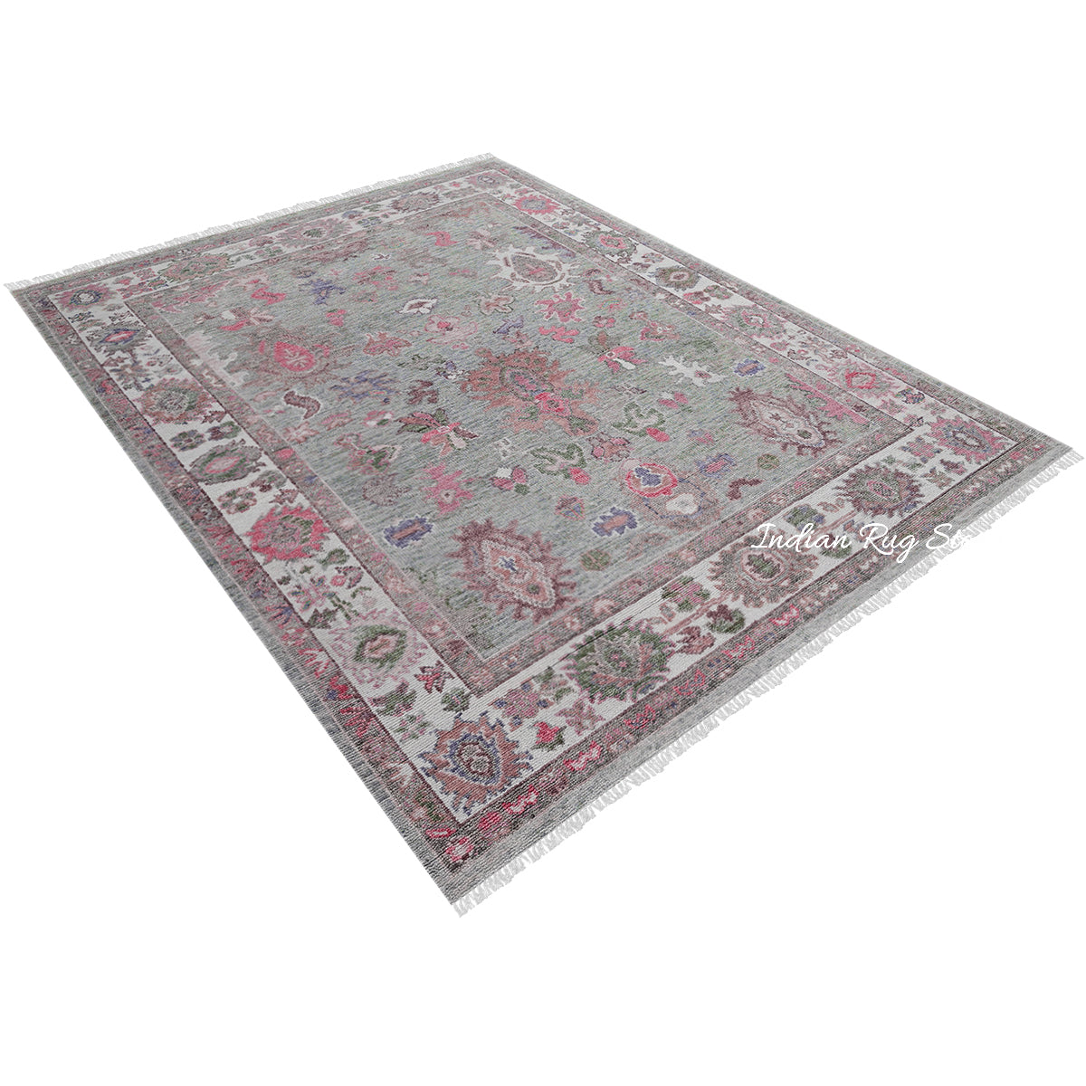 Multicolor Modern Oushak Hand Knotted Wool Area Rug