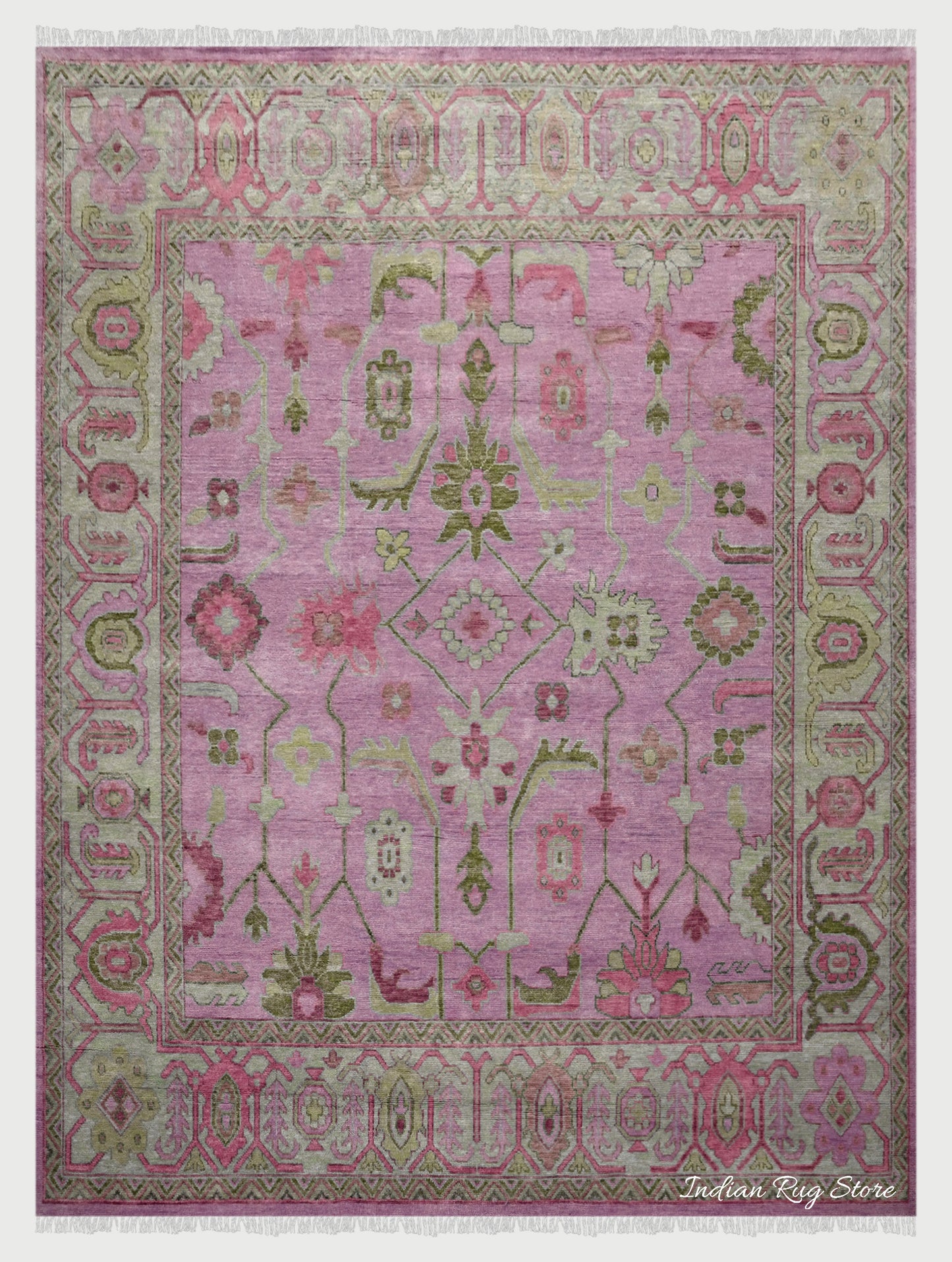 Home Decor Hand Knotted Pink Modern Oushak Wool Rug