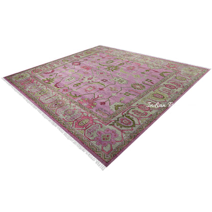 Home Decor Hand Knotted Pink Modern Oushak Wool Rug