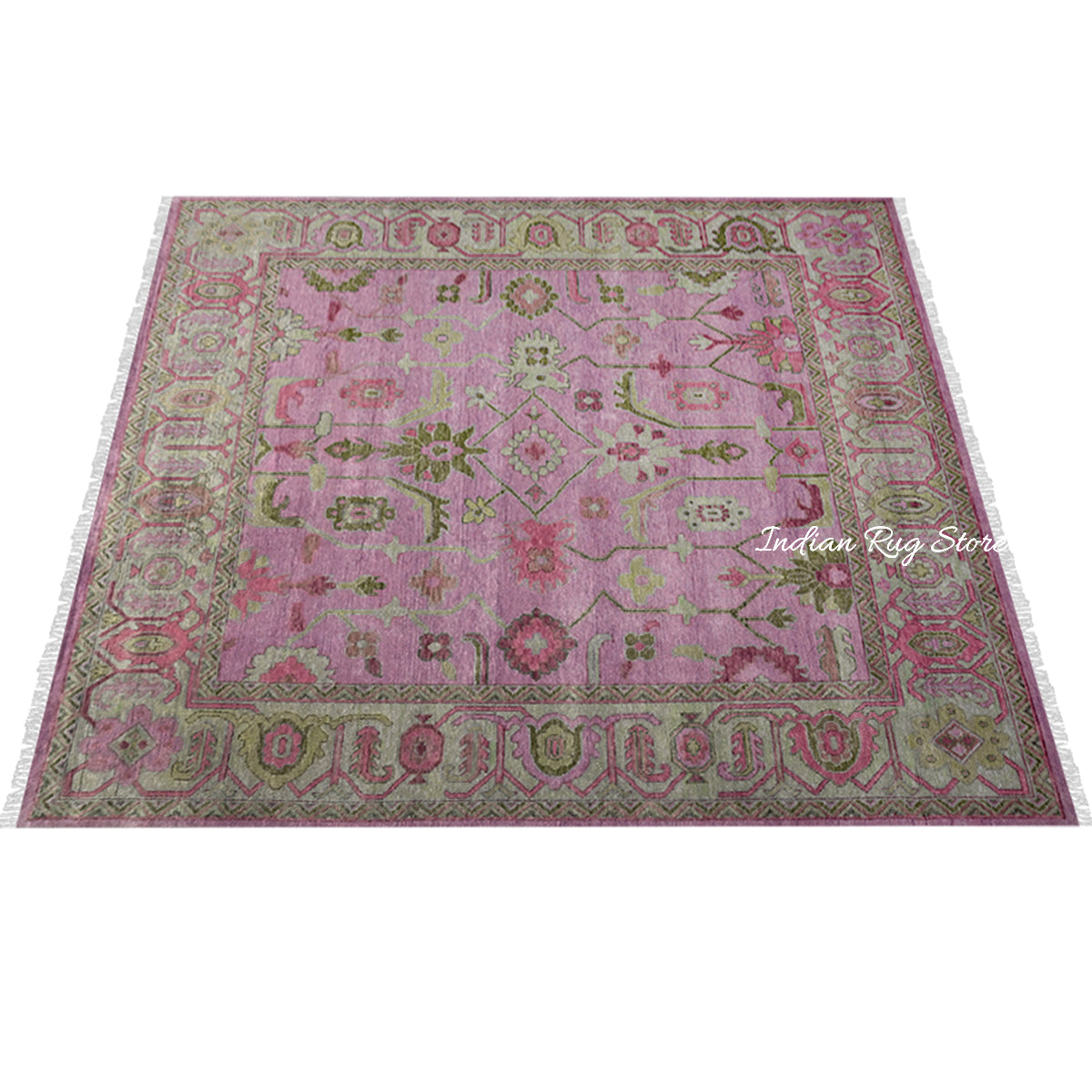 Home Decor Hand Knotted Pink Modern Oushak Wool Rug