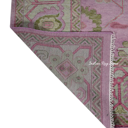 Home Decor Hand Knotted Pink Modern Oushak Wool Rug