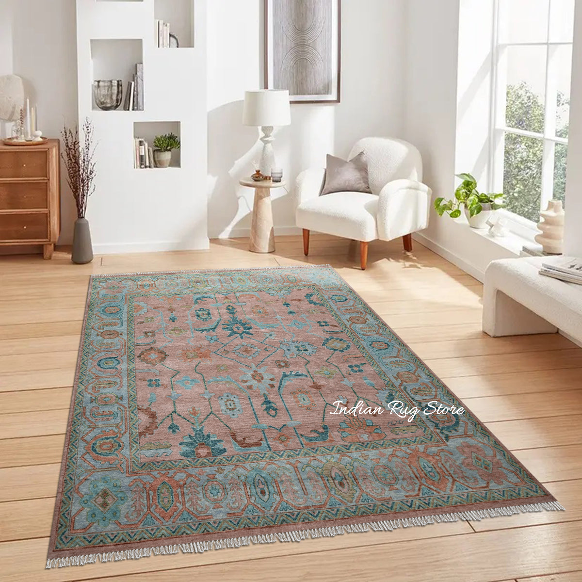 Hand Knotted Modern Home Decor Oushak Wool Rug