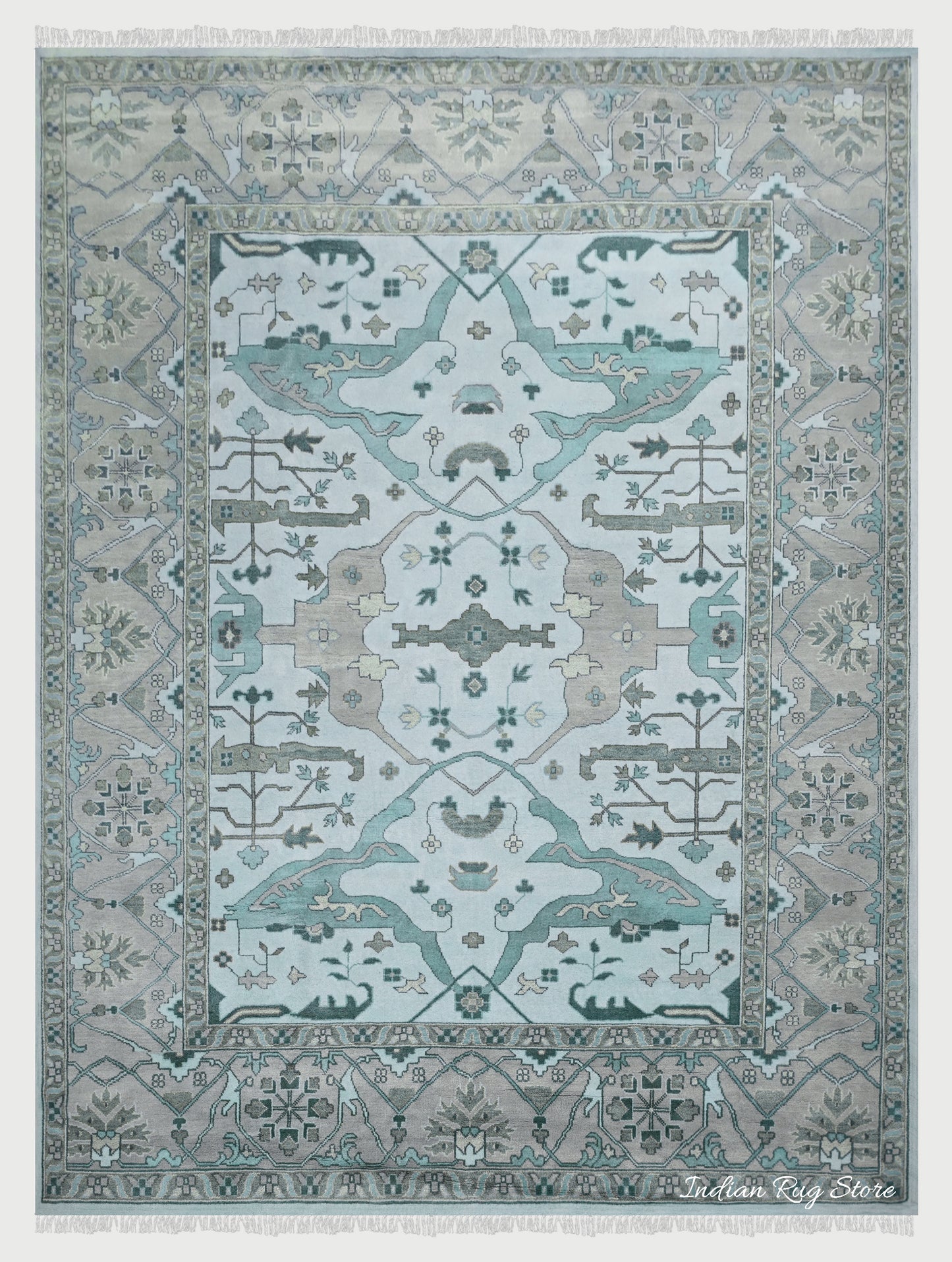 Hand Knotted Bed Room Modern Oushak Luxurious Wool Rug