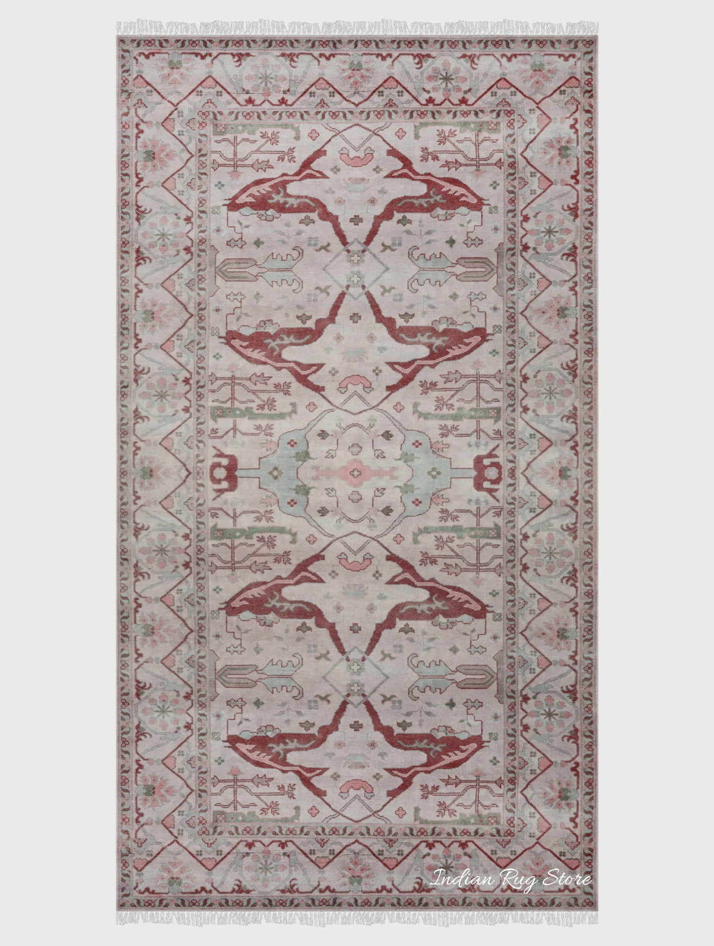 Red Modern Oushak Hand Knotted Dining Room Wool Rug