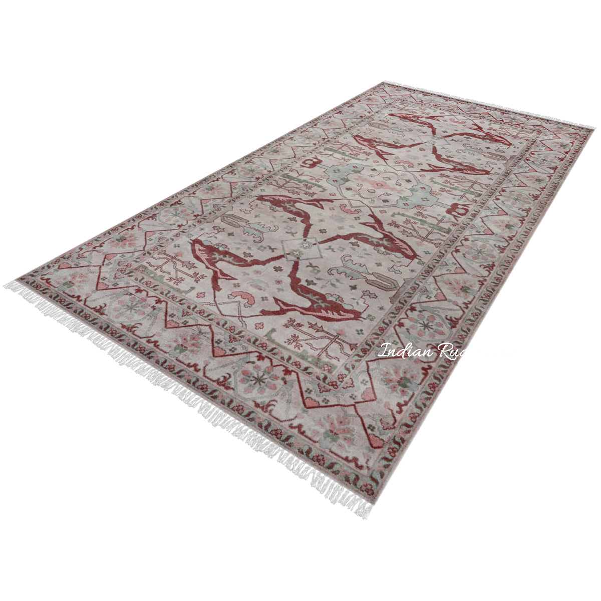 Red Modern Oushak Hand Knotted Dining Room Wool Rug