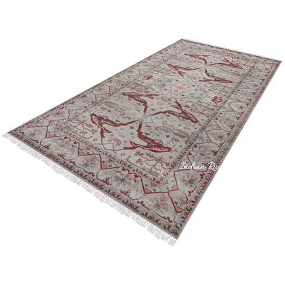 Red Modern Oushak Hand Knotted Dining Room Wool Rug