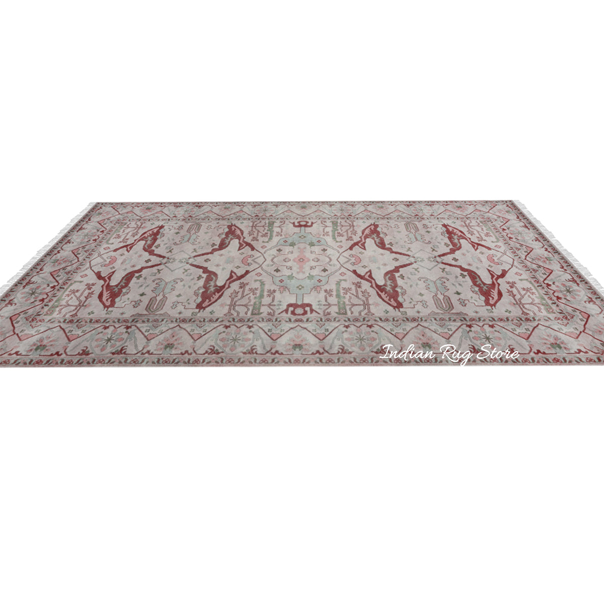 Red Modern Oushak Hand Knotted Dining Room Wool Rug