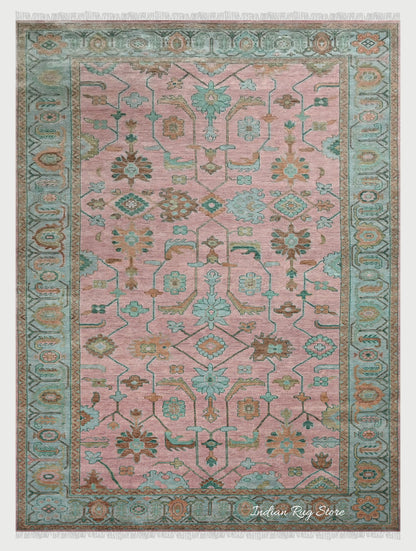 Hand Knotted Modern Oushak Large Area Wool Rug