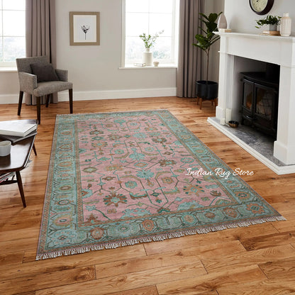 Hand Knotted Modern Oushak Large Area Wool Rug