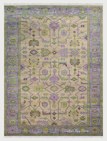 Hand Knotted Modern Oushak Large Area Wool Rug