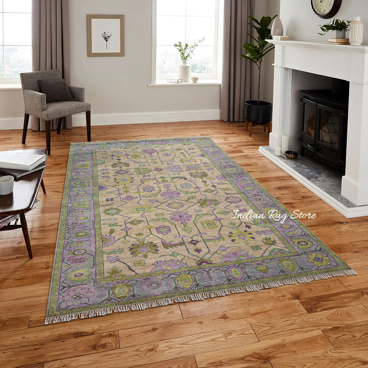 Hand Knotted Modern Oushak Large Area Wool Rug