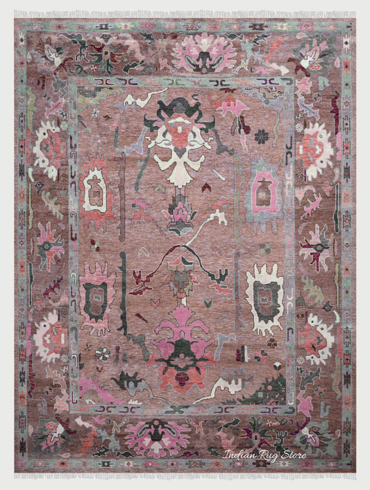 Modern Oushak Hand Knotted Wool Rug For Living Room