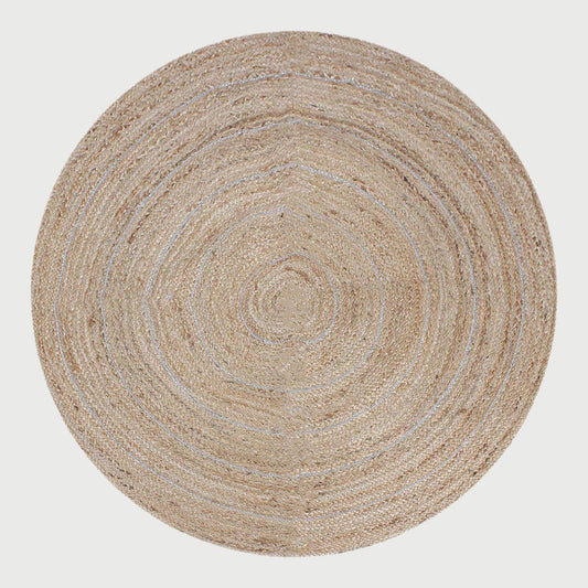 Round Hand Braided Beige Living Room Jute Rug - Indian Rug Store