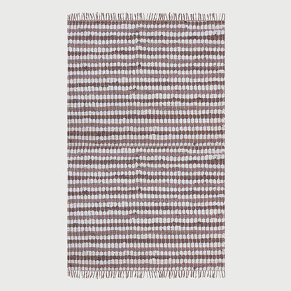 Hand Braided Living Room Brown White Geometric Cotton Rug - Indian Rug Store