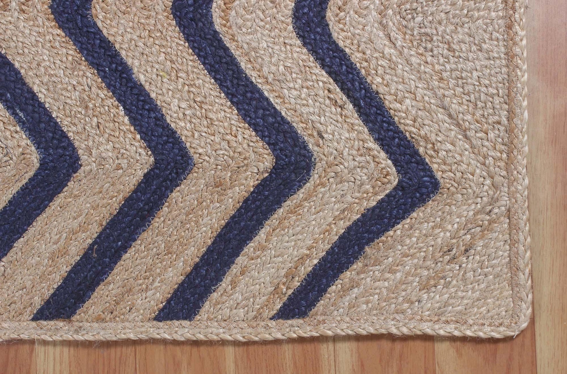 Geometric Hand Braided Blue Multicolor Hallway Runner Jute Rug - Indian Rug Store