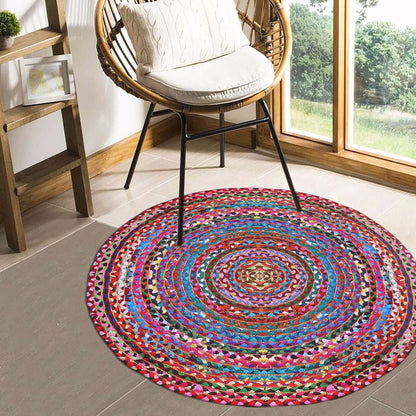 Hand Braided Kitchen Multicolour Cotton Chindi Rug - Indian Rug Store