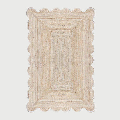 Geometric Hand Braded Beige Living Room Jute Rug - Indian Rug Store