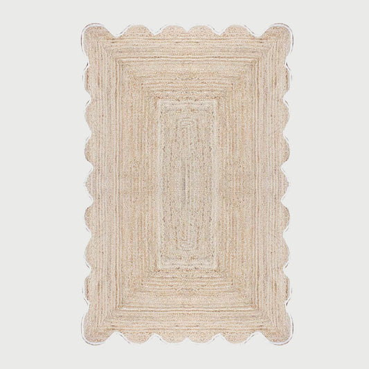 Geometric Hand Braded Beige Living Room Jute Rug - Indian Rug Store