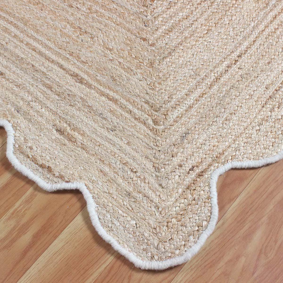 Geometric Hand Braded Beige Living Room Jute Rug - Indian Rug Store