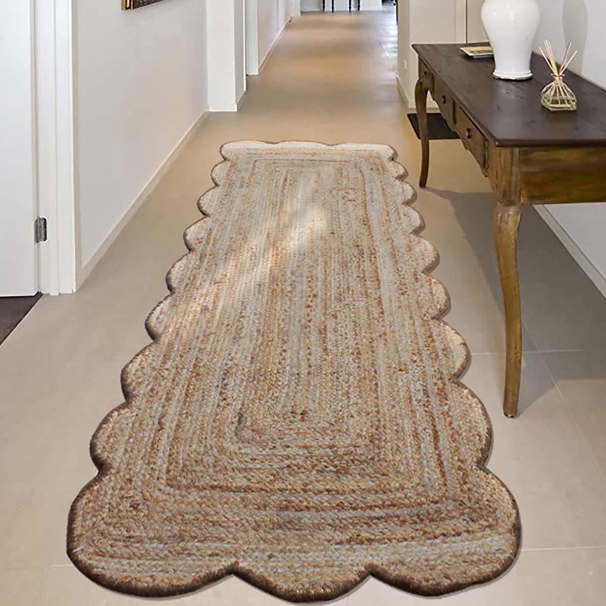 Hand Braided Enterance Solid Beige Jute Rug - Indian Rug Store