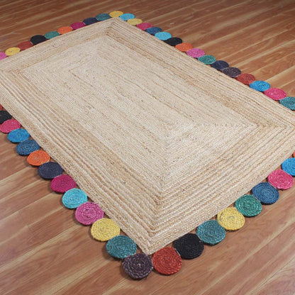 Hand Braided Geometric Beige Multicolor Hallway Runner Jute Rug - Indian Rug Store