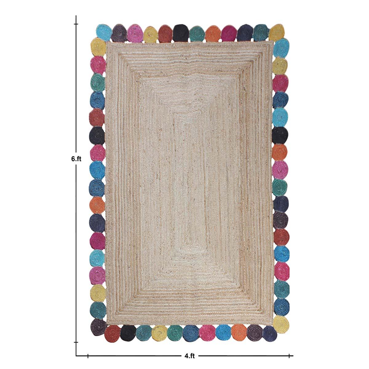 Hand Braided Geometric Beige Multicolor Hallway Runner Jute Rug - Indian Rug Store