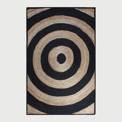 Striped Hand Braded Beige Black Living Room Jute Rug - Indian Rug Store