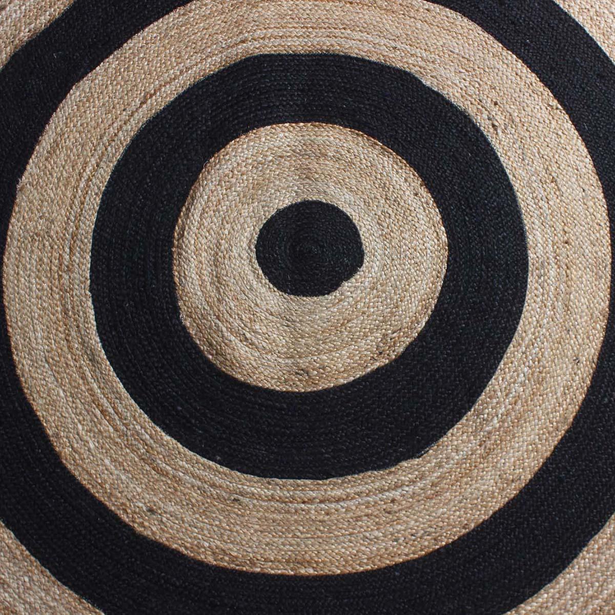 Striped Hand Braded Beige Black Living Room Jute Rug - Indian Rug Store