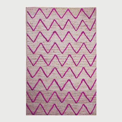 Geometric Hand Braded Beige pink Farmhouse Jute Rug - Indian Rug Store