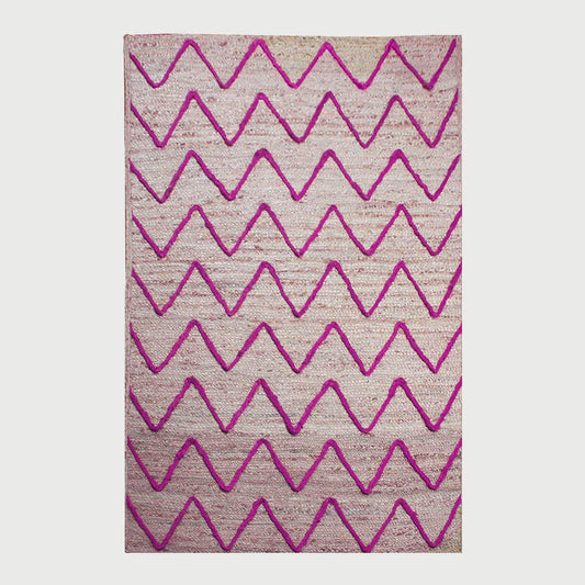 Geometric Hand Braded Beige pink Farmhouse Jute Rug - Indian Rug Store