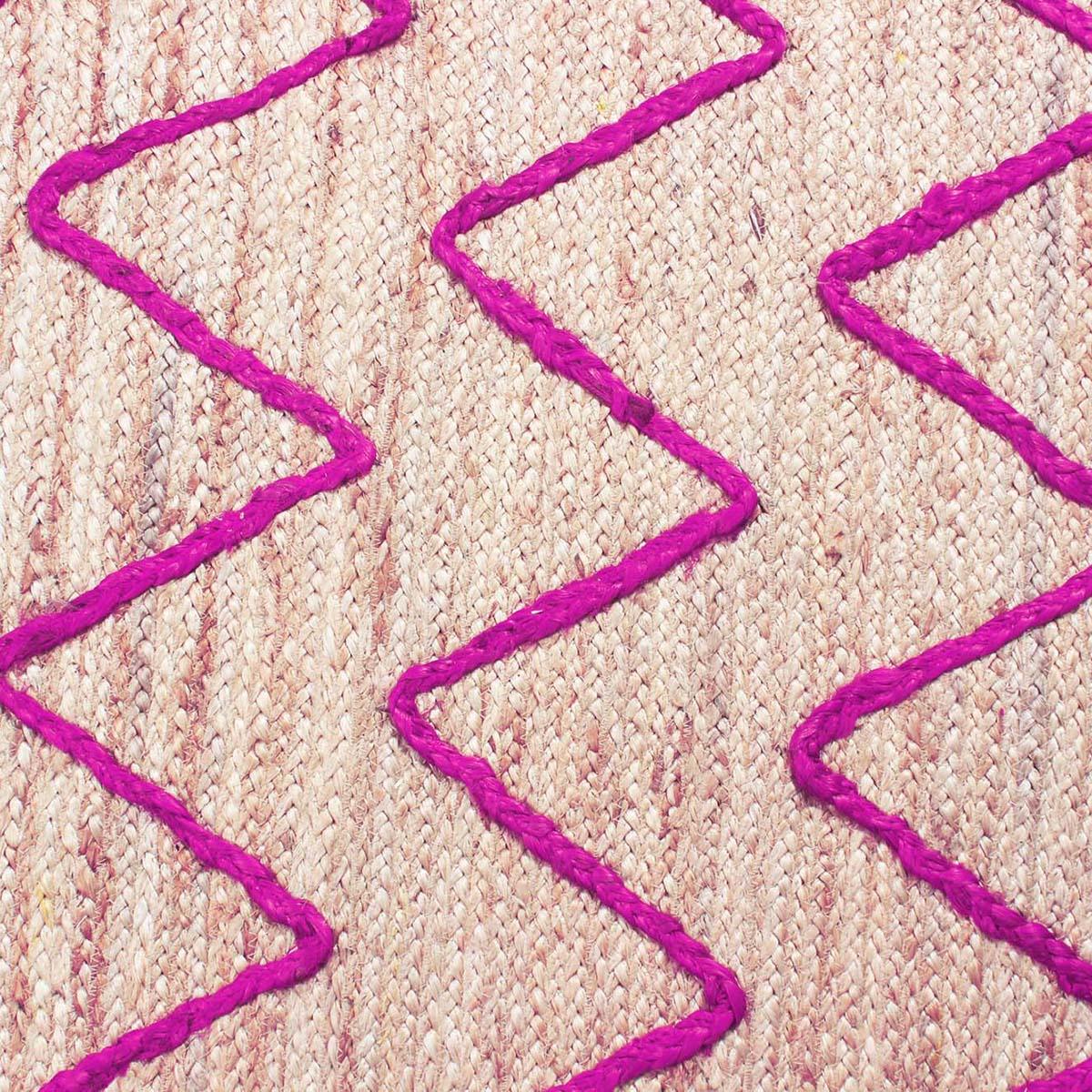 Geometric Hand Braded Beige pink Farmhouse Jute Rug - Indian Rug Store