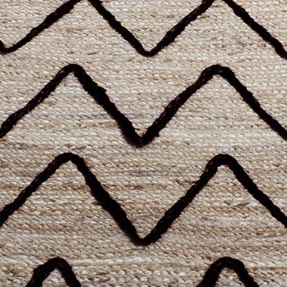 Hand Braided Geometric Beige Black Home Decor Jute Rug - Indian Rug Store