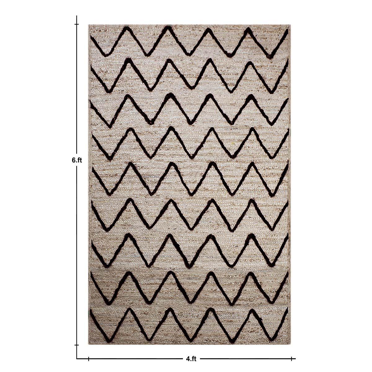 Hand Braided Geometric Beige Black Home Decor Jute Rug - Indian Rug Store