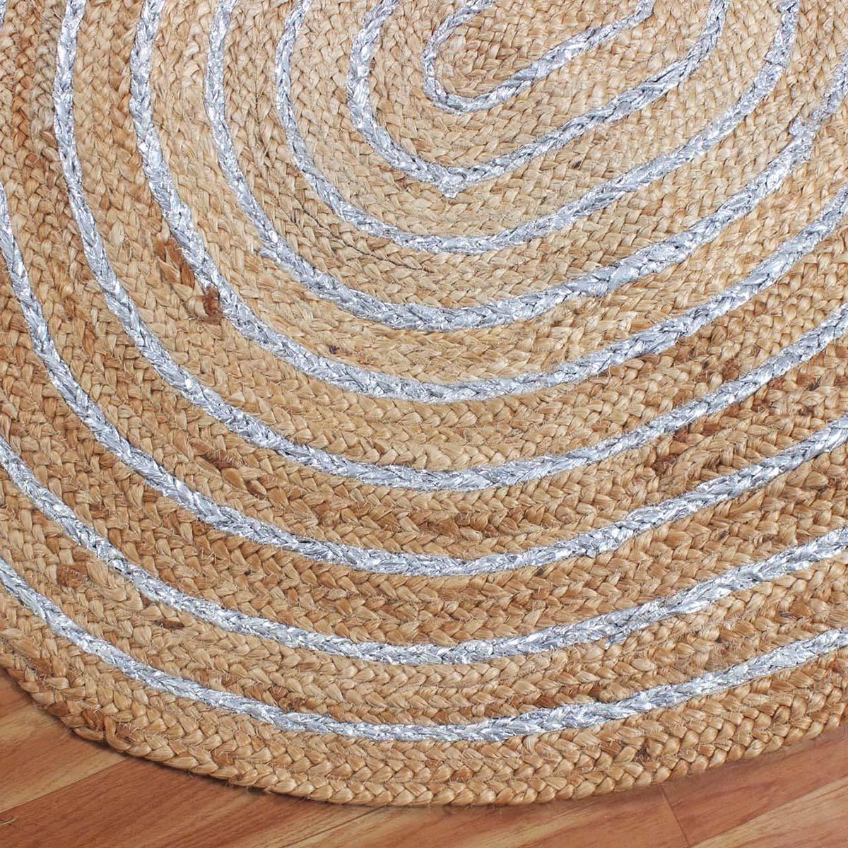 Hand Braided Farm House Decor Beige White Geometric Jute Rug - Indian Rug Store