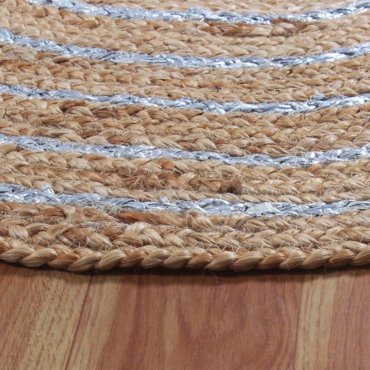 Hand Braided Farm House Decor Beige White Geometric Jute Rug - Indian Rug Store