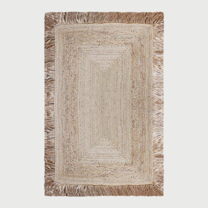 Geometric Hand Braided Beige Hallway Runner Jute Rug - Indian Rug Store