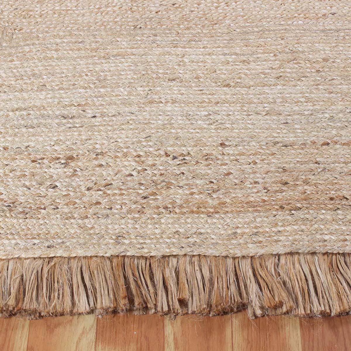 Geometric Hand Braided Beige Hallway Runner Jute Rug - Indian Rug Store