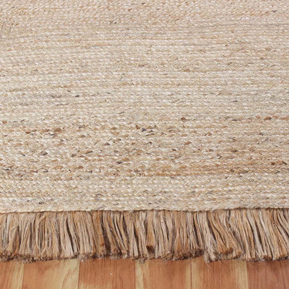 Geometric Hand Braided Beige Hallway Runner Jute Rug - Indian Rug Store