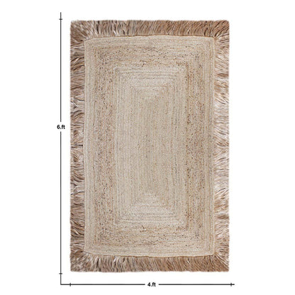 Geometric Hand Braided Beige Hallway Runner Jute Rug - Indian Rug Store