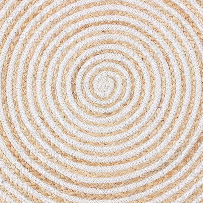 Hand Braided Kitchen Beige Geometric Cotton Jute Rug - Indian Rug Store