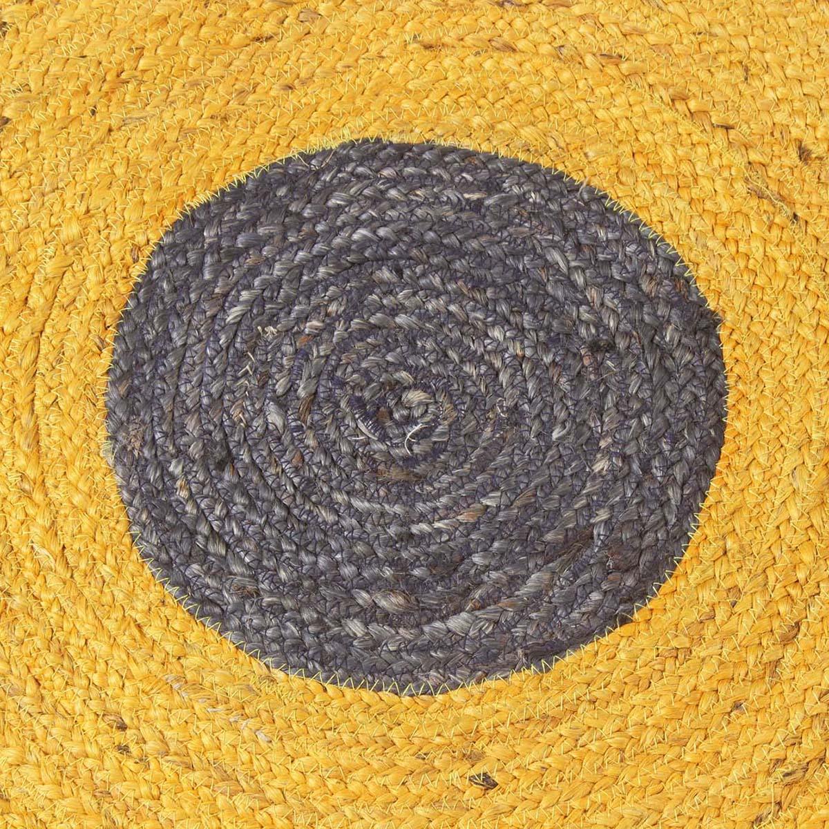 Hand Braided Yellow Black Home Decor Geometric Jute Rug - Indian Rug Store