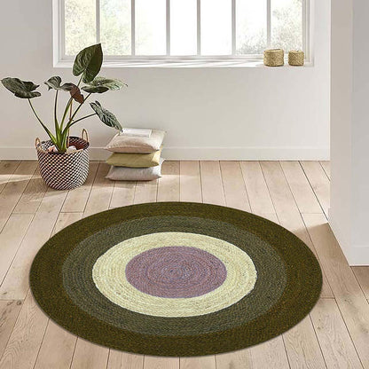 Geometrical Bronze Beige Hand Braided Farmhouse Jute Rug - Indian Rug Store