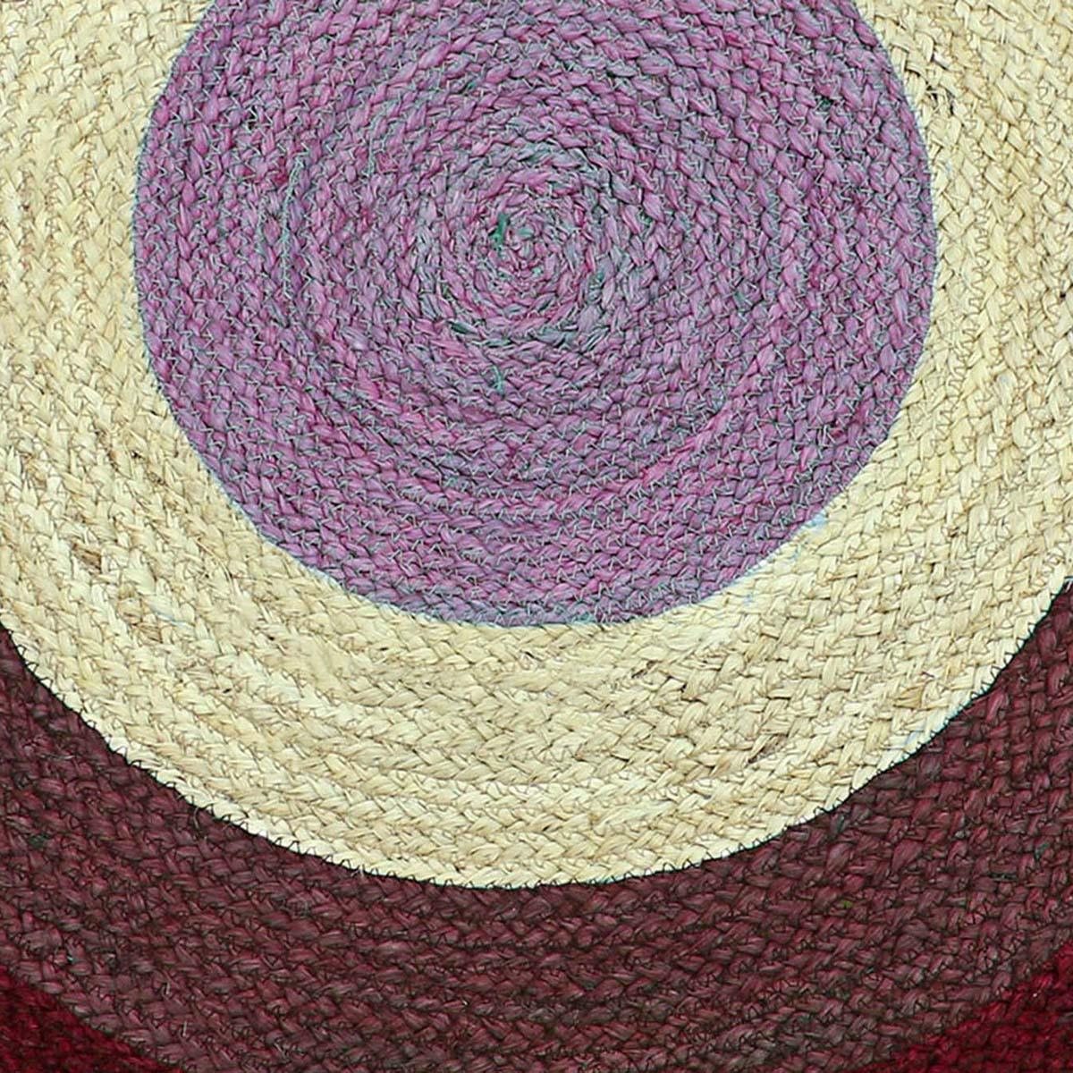 Geometrical Hand Braided Home Decor Beige Red Jute Rug - Indian Rug Store