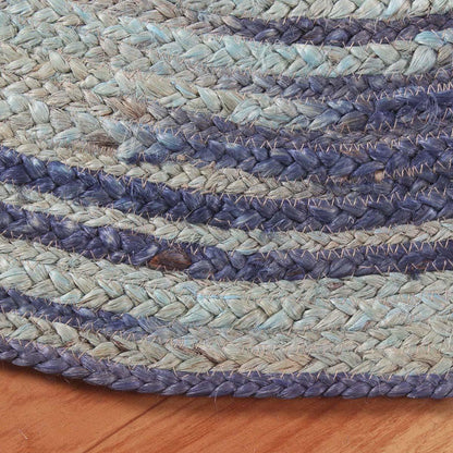 Hand Braided Blue Home Decor Geometrical Jute Rug - Indian Rug Store