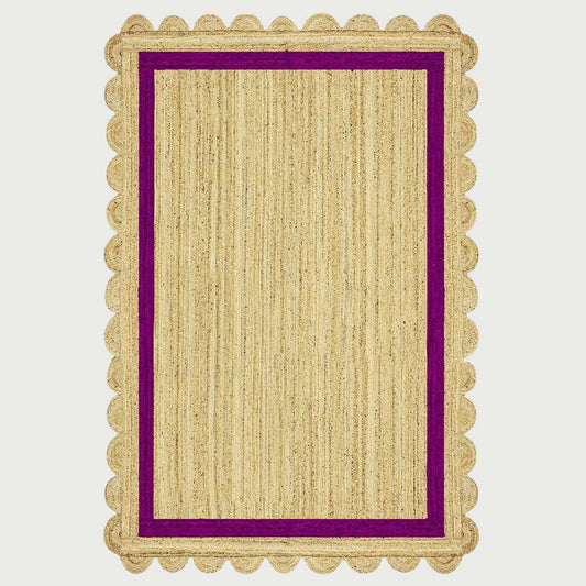 Hand Braded Geometric Beige purple Home Decor Jute Rug - Indian Rug Store