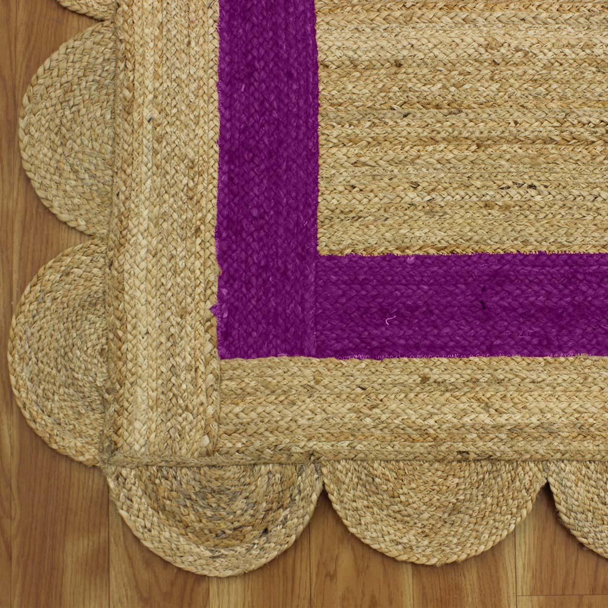 Hand Braded Geometric Beige purple Home Decor Jute Rug - Indian Rug Store