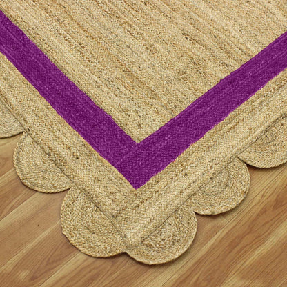 Hand Braded Geometric Beige purple Home Decor Jute Rug - Indian Rug Store