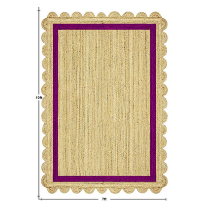 Hand Braded Geometric Beige purple Home Decor Jute Rug - Indian Rug Store