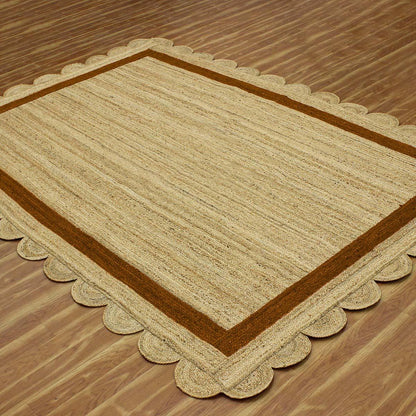 Geometric Hand Braded Beige Brown Farmhouse Jute Rug - Indian Rug Store