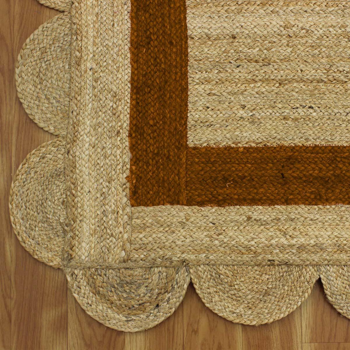 Geometric Hand Braded Beige Brown Farmhouse Jute Rug - Indian Rug Store